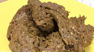 Nerdy blonde shits on a plate