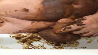 Big cumshot after jerking off with poop