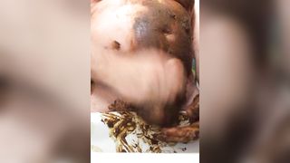 Big cumshot after jerking off with poop
