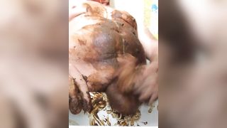 Big cumshot after jerking off with poop