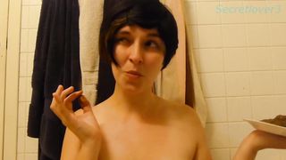 Chubby babe puked after eating shit