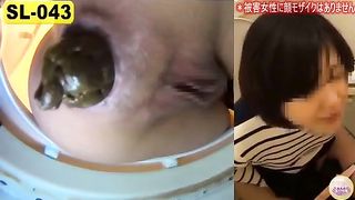 Pushing green turd from sexy ass