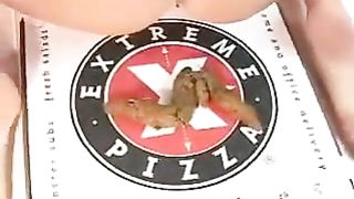 Shitting a lot on a pizza box