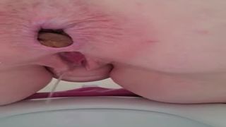 BBW babe shitting a lot on her knees
