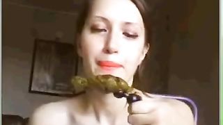 College girl eats fresh shit