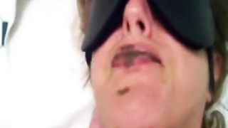 Masked babe forced to eat shit