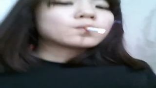 Beautiful babe shitting