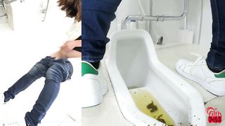 Different angles of a sexy teen shitting
