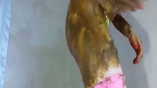 Rubbing poop on entire body to masturbate