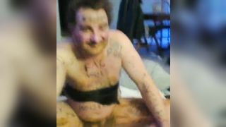 Pig scat slave eats shit with panties on webcam