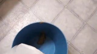 Milf shits a lot in a bucket