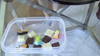 Hot babe shitting in her panties