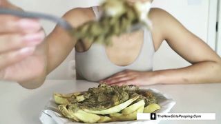 Hot latina eats her own shit