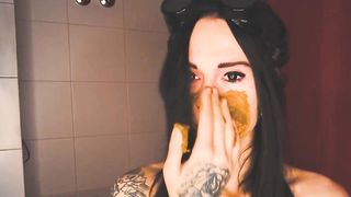 Russian teen smears shit