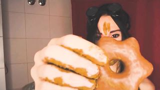 Russian teen smears shit