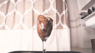 Filled a glass with shit