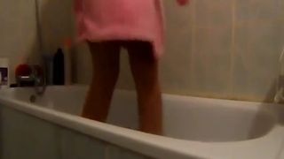 Hot teen shits in brown stockings