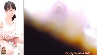 Hairy babe shitting in public toilet