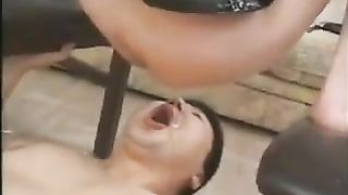 Mistress smears shit on chubby slave