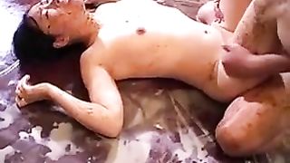 Rough scat sex with japanese couple
