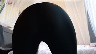 Filled black leggings with poop