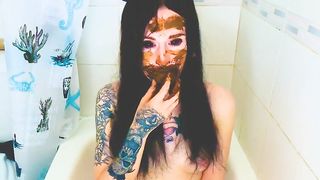 Covered pretty face with lots of poop