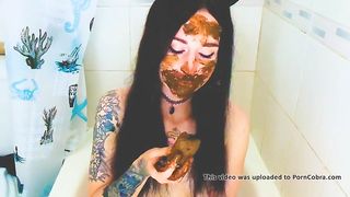 Covered pretty face with lots of poop