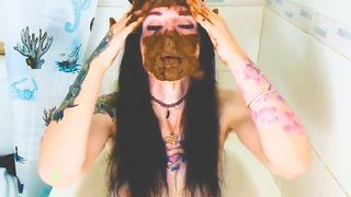 Covered pretty face with lots of poop