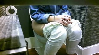 Spying on his sexy wife pooping