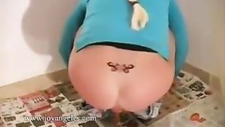 Tattooed blonde dropped big turd