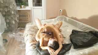 Doing sixty nine in unique way with lots of shit