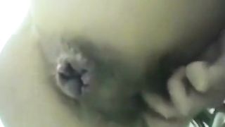 Close up of japanese girl pooping