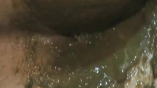 Russian blonde shits in brown pantyhose