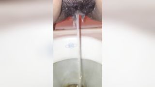 Hairy wife shitting and peeing