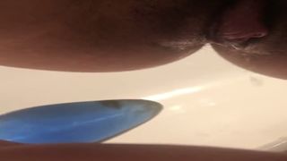 Hairy babe shitting  lots