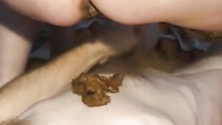 Mature couple smear a lot of poop