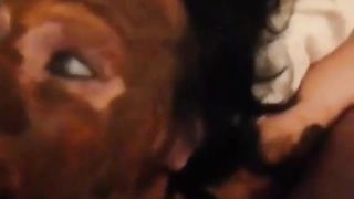 Extreme scat blowjob with brunette wife