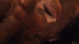 Extreme scat blowjob with brunette wife
