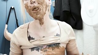 Eating poop in public toilet