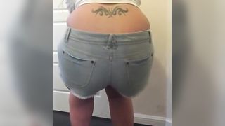 Chubby blonde shitting in panties