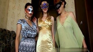 Three sexy girls eat poop together