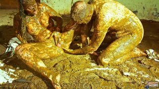 Hout couple fuck in animal shit completely covered