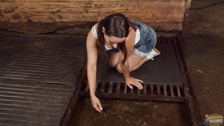 Girls playing and masturbating in cowshit