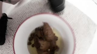 She filled a bowl with fresh shit