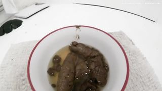 She filled a bowl with fresh shit