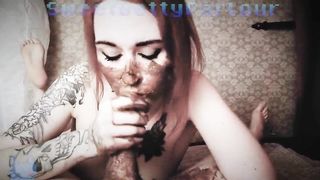 Hot redhead gives amazing blowjob and begs for more