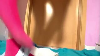 Sweet teen shitting a lot on white plate