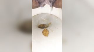 Hairy ebony shits in toilet