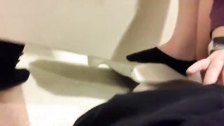 Pierced babe eats poop at work