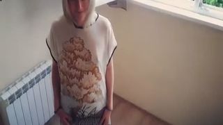 Russian blonde eats her own poop